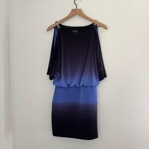 Xscape Blue Ombre Cold Shoulder Dress Size 4 Cocktail Party Formal